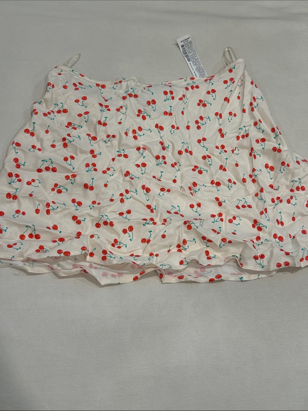 Zara Cream Mini Skirt with Red Cherry Print